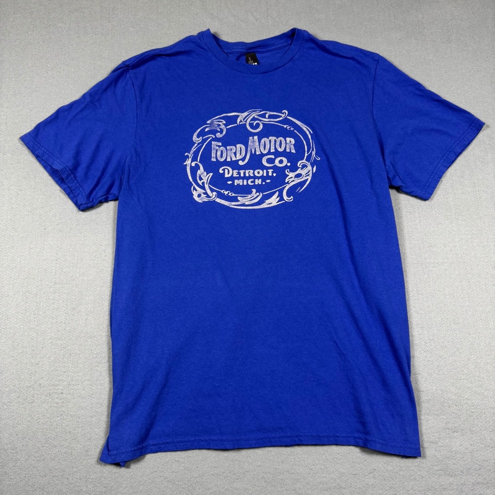 District Ford Motor Co Detroit Mich T-Shirt Mens 2XL Blue Concert Tee Graphic